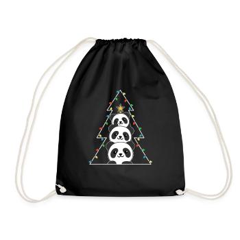 Panda Arbre de Noël Animaux de Noël Pandas - Sac de sport léger - noir - Devant