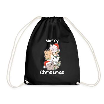 Cat Christmas Tree Christmas Animals Cats - Drawstring Bag - black - Front