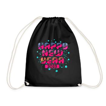 Happy New Year 2023 New Year's Eve New Year - Drawstring Bag - black - Front