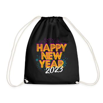 Happy New Year 2023 New Year's Eve New Year - Drawstring Bag - black - Front