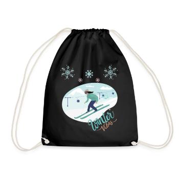 Winter Vibes - Skiing Winter Sports - Turnbeutel - Schwarz - Vorne