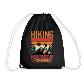 Hiking never stop exploring wandern Naturfreund - Drawstring Bag - black - Front