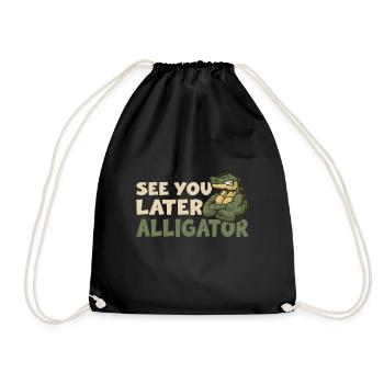 See You Later Alligator Alligator Crocodile - Drawstring Bag - black - Front