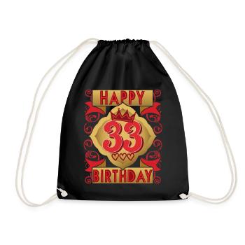 33rd birthday 33 years old saying, vintage design - Drawstring Bag - black - Front