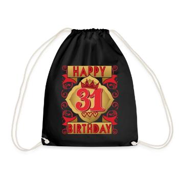 31. Geburtstag 31 Jahre alt Spruch, Vintage-Design - Turnbeutel - Schwarz - Vorne