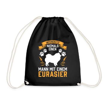 Mann mit Eurasier unterschätzen Eurasian Dog - Turnbeutel - Schwarz - Vorne