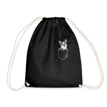 Blue Merle Corgi - Drawstring Bag - black - Front