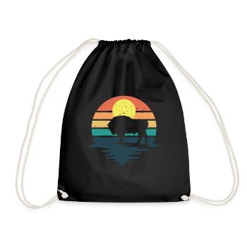 Rétro Vache Bison Buffle d’eau Buffle Silhouette - Sac de sport léger - noir - Devant