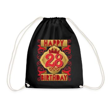 28. Geburtstag 28 Jahre alt Spruch, Vintage-Design - Turnbeutel - Schwarz - Vorne
