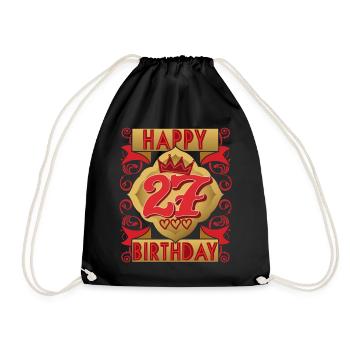 27. Geburtstag 27 Jahre alt Spruch, Vintage-Design - Turnbeutel - Schwarz - Vorne