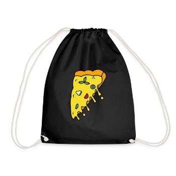 Pizza with dripping cheese - Drawstring Bag - black - Front