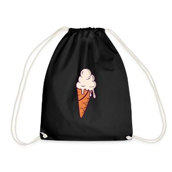 Eis Waffeleis tropfend - Turnbeutel - Schwarz - Vorne