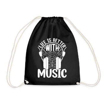 Life Is Better With Music - Guitar Player Guitaris - Turnbeutel - Schwarz - Vorne