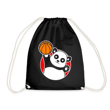 Basketball Spieler Panda Basketballer - Turnbeutel - Schwarz - Vorne