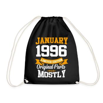Januar 1996 Limited Edition Geburtstag Geschenk - Turnbeutel - Schwarz - Vorne