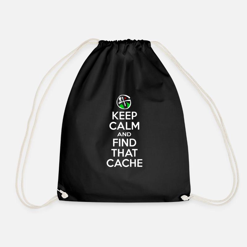 Geocaching - Keep Calm Find That Cache - Geocacher - Turnbeutel - Schwarz