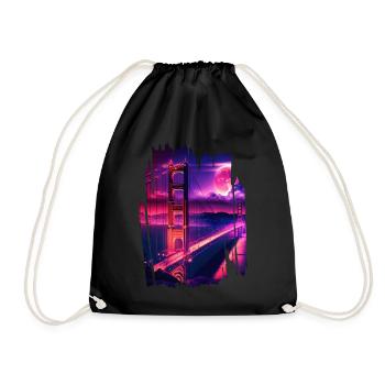 San Francisco Vaporwave Aesthetic Retro Style Art - Drawstring Bag - black - Front