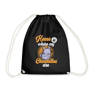 Home is where my chinchilla is rodent - Drawstring Bag - black - Front