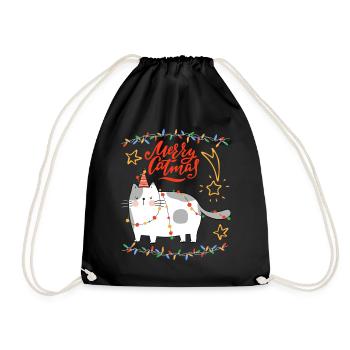 Merrry-Catmas, Jeu de mots, Noël avec drôle de chat - Sac de sport léger - noir - Devant
