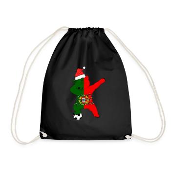 Soccer Boy Dabbing Polar Bear Christmas Hat - Drawstring Bag - black - Front