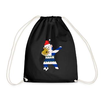 Soccer Boy Dabbing Polar Bear Christmas Hat - Drawstring Bag - black - Front