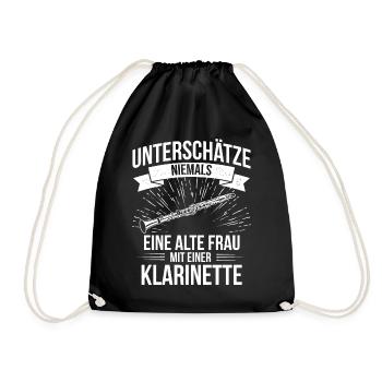 Klarinette Klarinettenspieler Klarinettist - Turnbeutel - Schwarz - Vorne