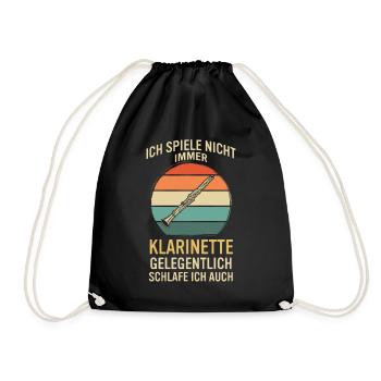 Klarinette Klarinettenspieler Klarinettist - Turnbeutel - Schwarz - Vorne
