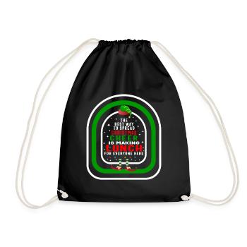Christmas Shirt, Christmas Cheer Is Making Lunch - Drawstring Bag - black - Front
