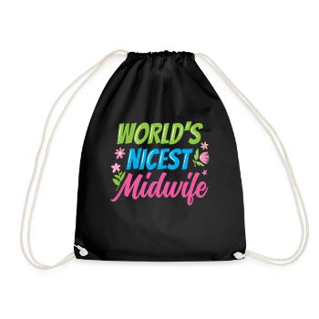 The nicest midwife in the world Midwives profession - Drawstring Bag - black - Front