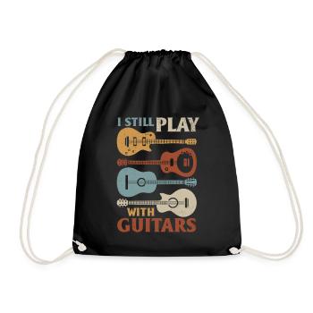 I Still Play With Guitars - Bass Guitarist Bass Gu - Drawstring Bag - black - Front