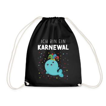Karnewal Karneval Fasnacht Konfetti Kostümersatz - Turnbeutel - Schwarz - Vorne