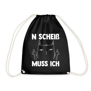 N Scheiß Muss Ich Katze - Turnbeutel - Schwarz - Vorne