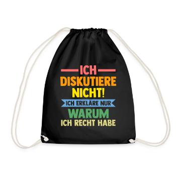 Ich Diskutiere Nicht Ich Erkläre Nur Warum Ich Rec - Turnbeutel - Schwarz - Vorne