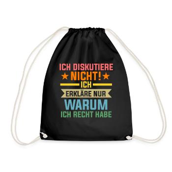 Ich Diskutiere Nicht Ich Erkläre Nur Warum Ich Rec - Turnbeutel - Schwarz - Vorne