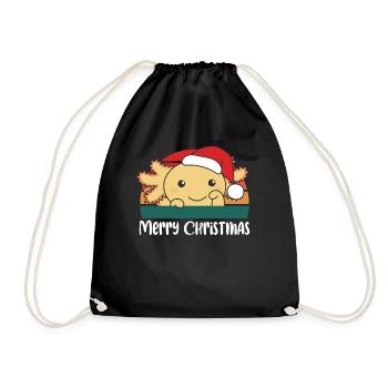 merry Christmas Retro Axolotl Weihnacht - Turnbeutel - Schwarz - Vorne