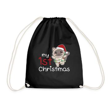 Chat de Noël Chats mon 1er Noël - Sac de sport léger - noir - Devant