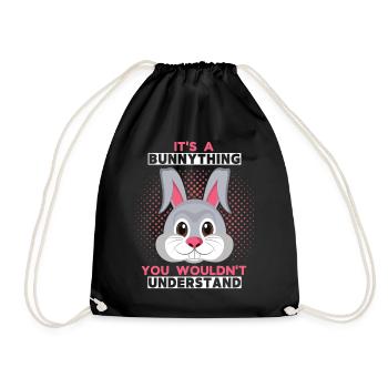 Hase, lustiger Spruch Comic Hase It's a Bunnything - Turnbeutel - Schwarz - Vorne