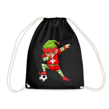 Soccer Boy Dabbing Elf Squad Weihnachtstrikot - Turnbeutel - Schwarz - Vorne