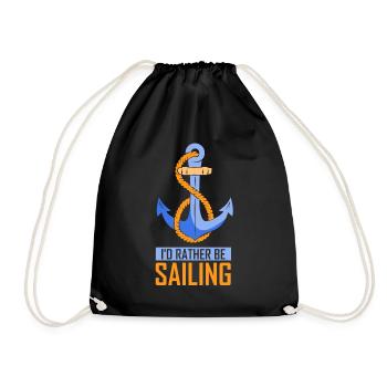 I would rather sail sailboat captain - Drawstring Bag - black - Front
