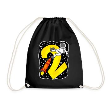 2e anniversaire - 2 ans Jeune astronaute - Sac de sport léger - noir - Devant