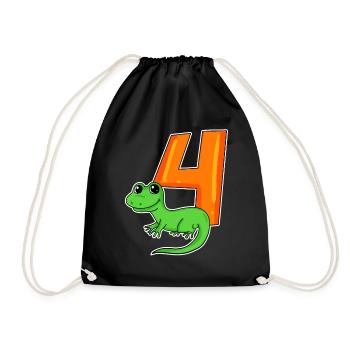4 Jahre alt - 4. Geburtstag mit Tier Motiv - Turnbeutel - Schwarz - Vorne