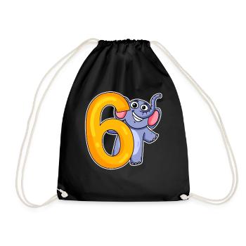 6 years old - 6 birthday with animal motif - Drawstring Bag - black - Front
