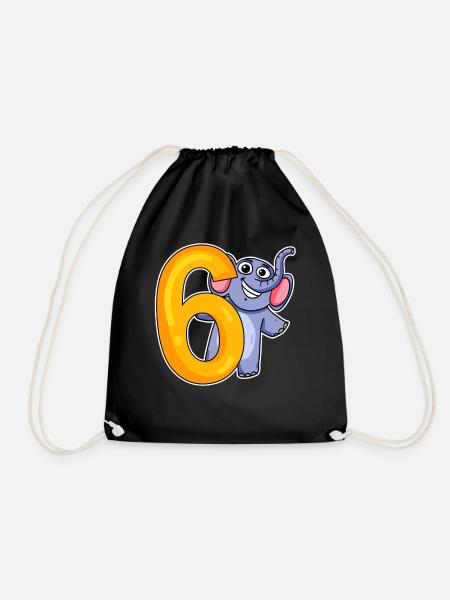 6 Jahre alt - 6 Geburtstag mit Tier Motiv - Turnbeutel - Schwarz