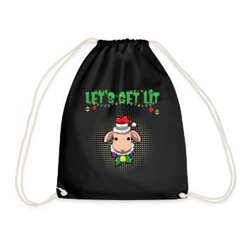 Let's Get Lit Advent Season Christmas Party X-Mas - Drawstring Bag - black - Front