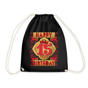 15. Geburtstag 15 Jahre alt Spruch, Vintage-Design - Turnbeutel - Schwarz - Vorne