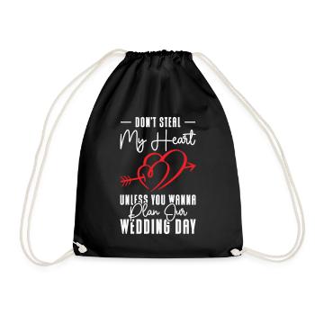 Heart Couple Wedding Relationship Romance Quotes - Drawstring Bag - black - Front