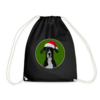 Grand chien danois au chapeau de père Noël pour Noël - Sac de sport léger - noir - Devant