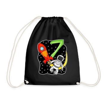 7e anniversaire - 7 ans Jeune astronaute - Sac de sport léger - noir - Devant
