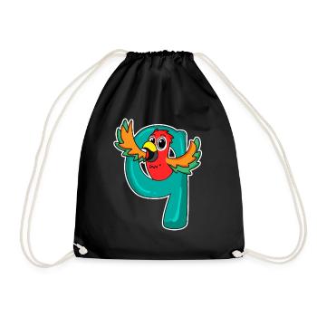 9 years old - 9th birthday with animal motif - Drawstring Bag - black - Front
