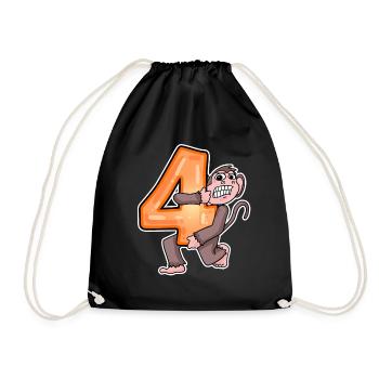 4 Jahre alt - 4. Geburtstag mit Tier Motiv - Turnbeutel - Schwarz - Vorne